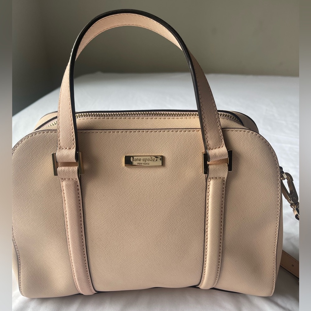 Kate Spade Vintage Square Handbag with Flamingo Crystal Key Chain